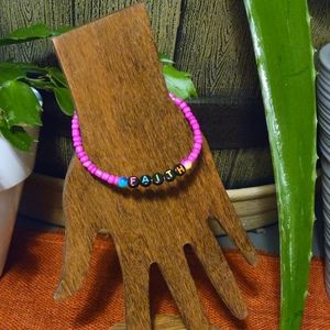 Christian spiritual saying bracelets - letter beads with multicolor beads.